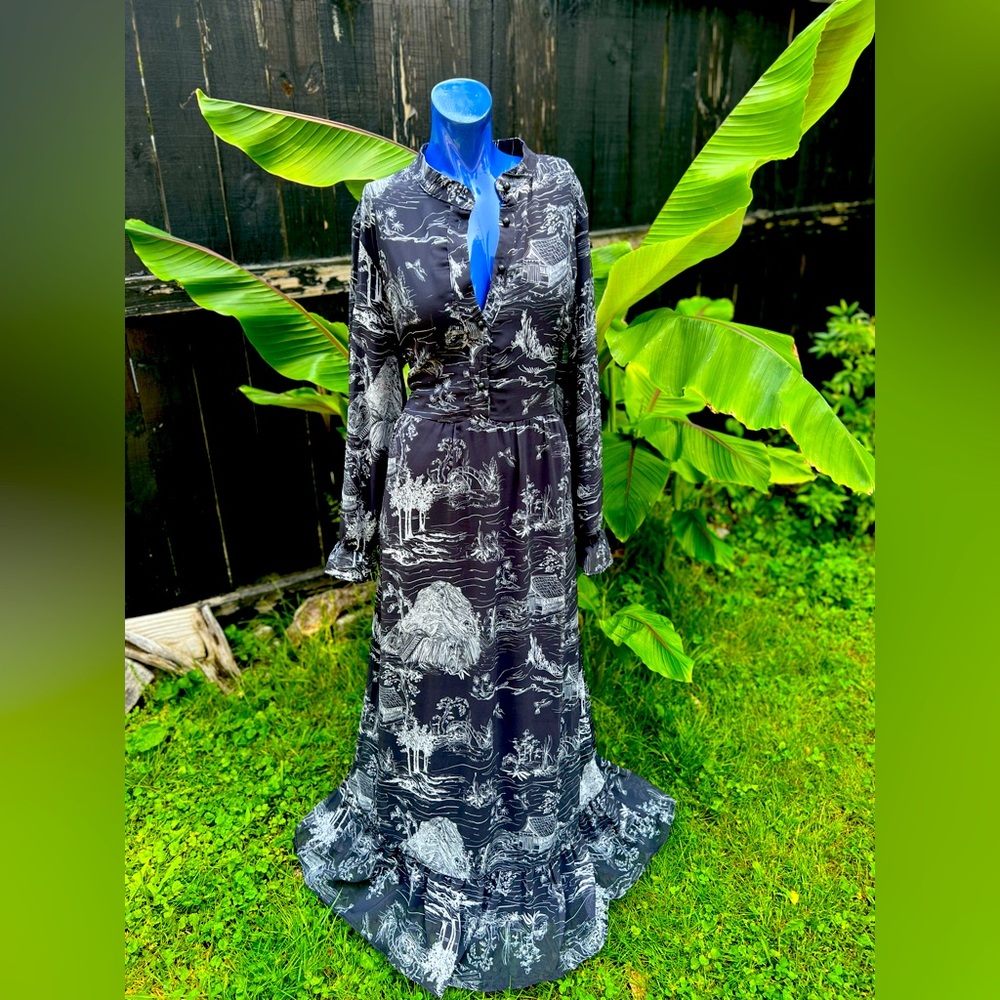 Black printed maxi dress